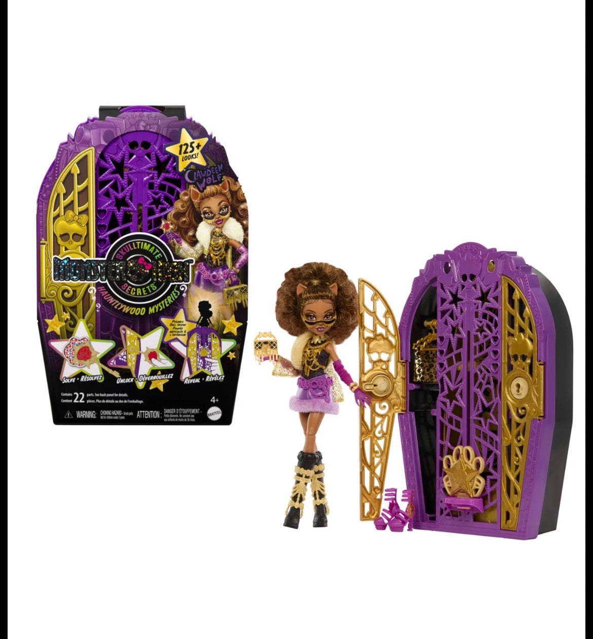 Monster High Skulltimate Secrets Clawdeen Wolf Hauntlywood Mysteries doll with locker playset and 22 accessories