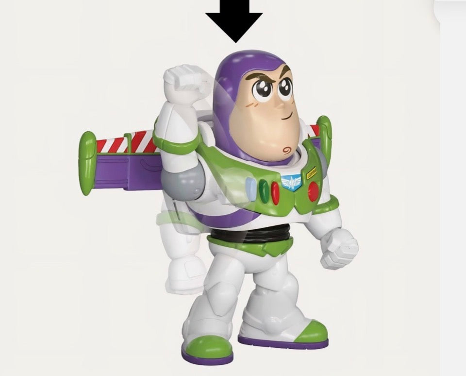 Toy Story Buzz Lightyear Mash'ems squeeze figure showing pop-out wings feature