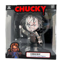 Culturefly Chucky 4.5 inch vinyl figure in black and white colorway with knife in collector box
